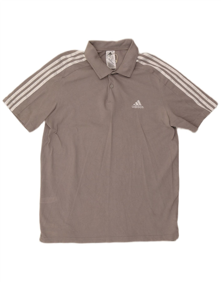 Polo Adidas da uomo grande in cotone grigio