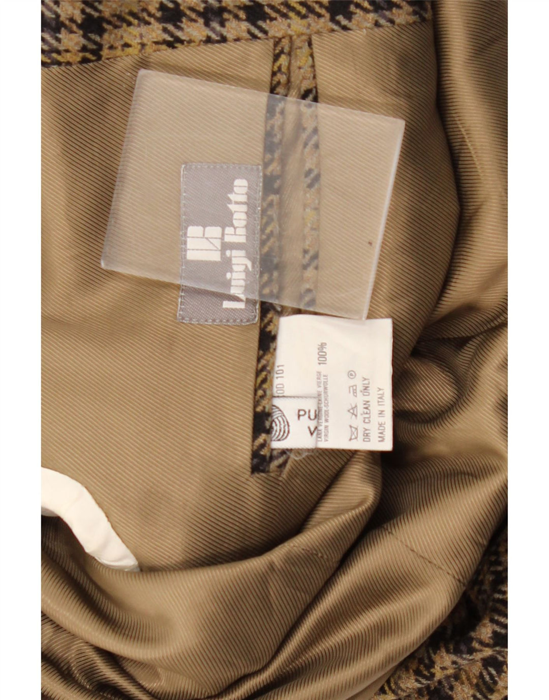 Giacca blazer da uomo a 2 bottoni Luigi Botto UK 40 grande lana pied de poule marrone