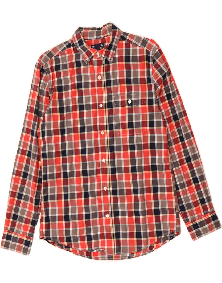 GAP Mens Slim Fit Shirt Medium Red Check Cotton Vintage Gap and Second-Hand Gap from Messina Hembry 