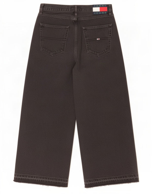 Jeans a gamba larga corta da donna Tommy Hilfiger W28 L25 cotone nero
