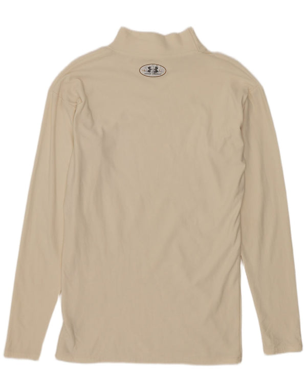 Maglia da uomo Under Armour a maniche lunghe grande in nylon bianco sporco