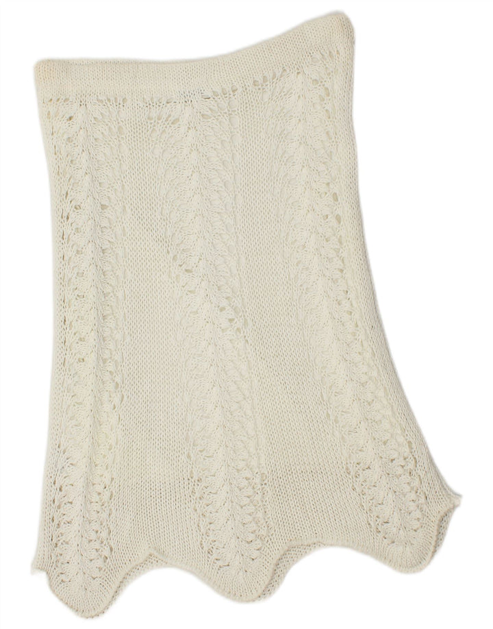 Gonna asimmetrica in maglia da donna VINTAGE W34 grande poliestere bianco