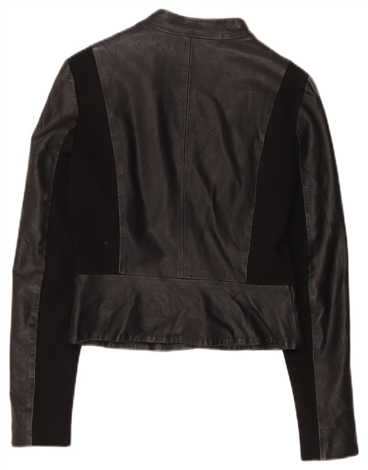 Giacca da motociclista corta da donna French Connection UK 6 XS poliuretano nero