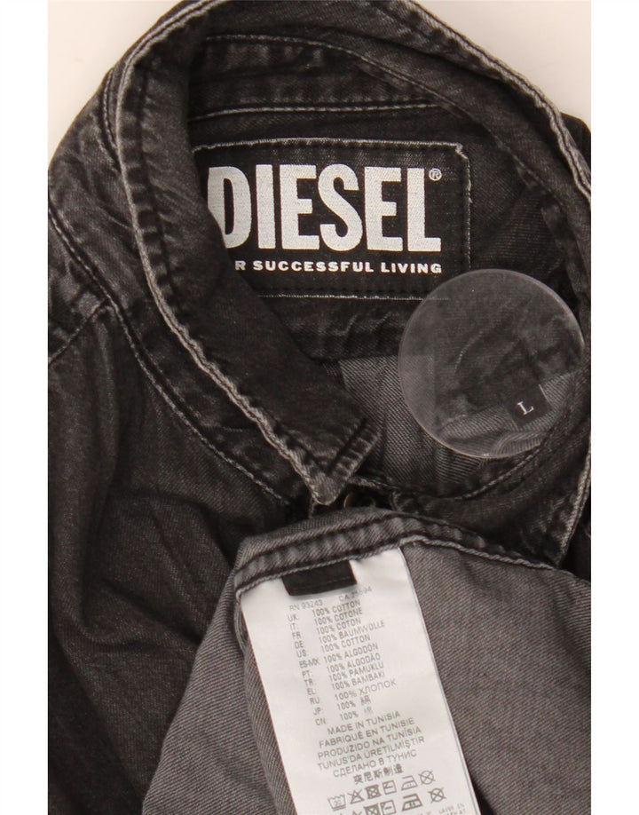 Camicia di jeans da uomo Diesel grande in cotone nero