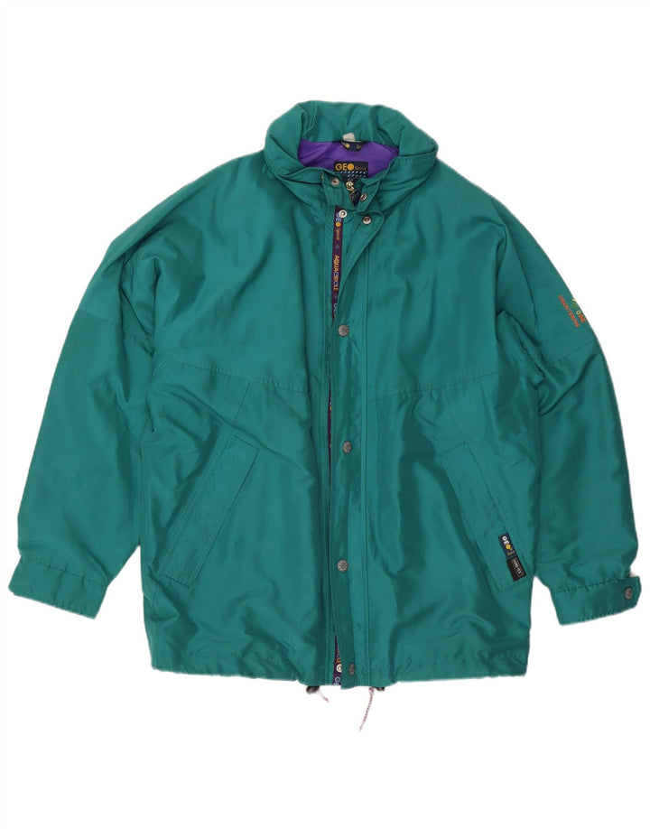 Giacca antipioggia da uomo con cappuccio Geo Spirit UK 40 Large Verde Poliestere