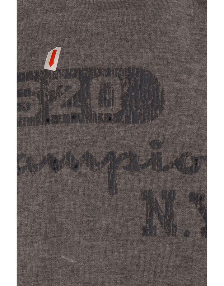 Maglione con cappuccio grafico da uomo CHAMPION in cotone grigio medio