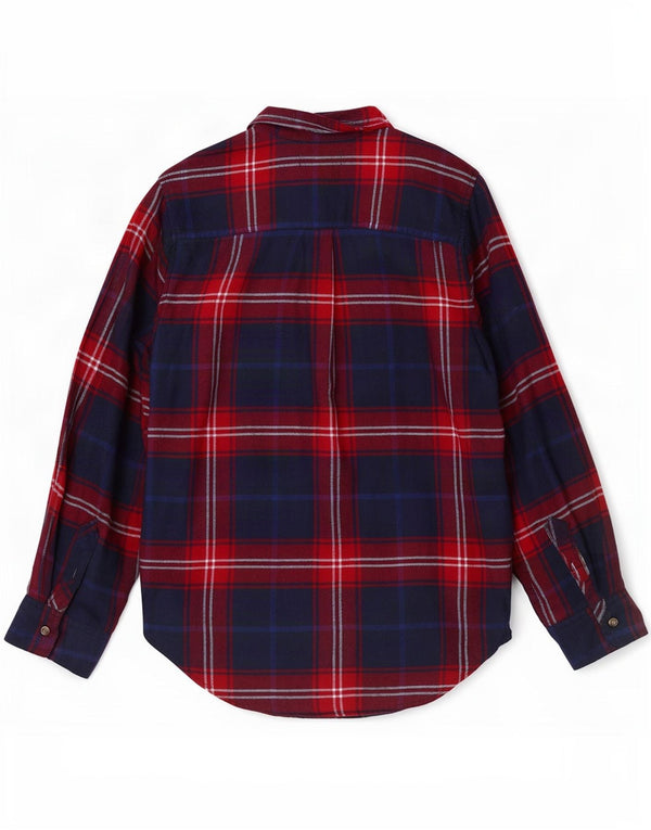 Camicia Hollister da donna in flanella con vestibilità Boyfriend UK 10 piccola viscosa scozzese blu