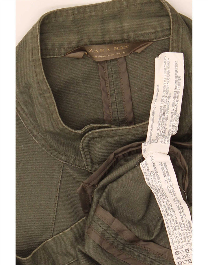Giacca militare da uomo Zara UK 38 cotone kaki medio