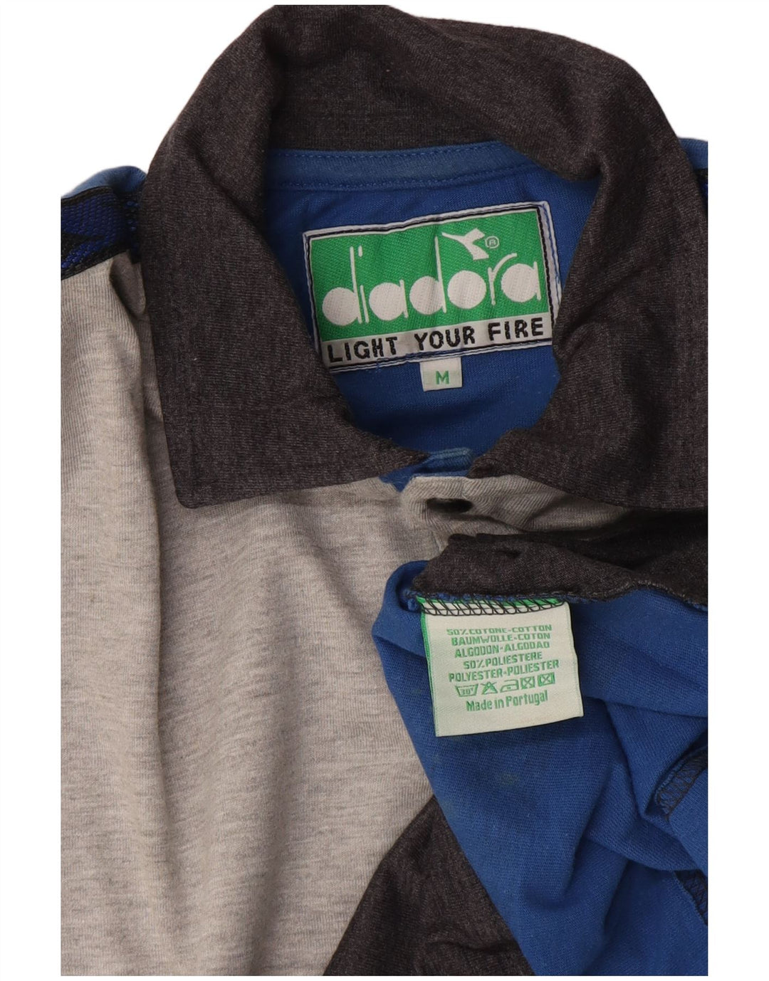 Polo Diadora Uomo In Cotone Colourblock Grigio Medio