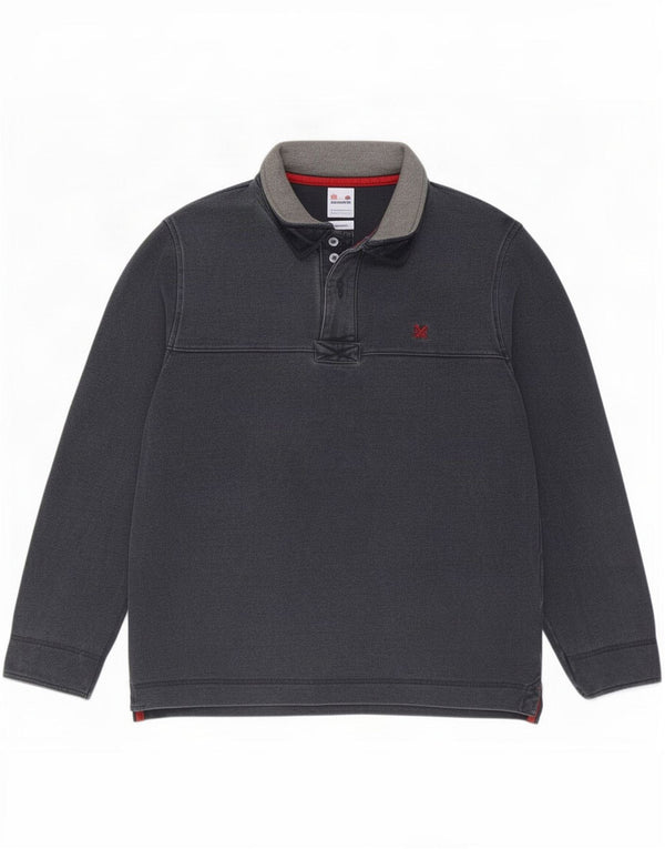Crew Clothing Felpa da uomo con collo con zip, maglione medio, cotone blu navy