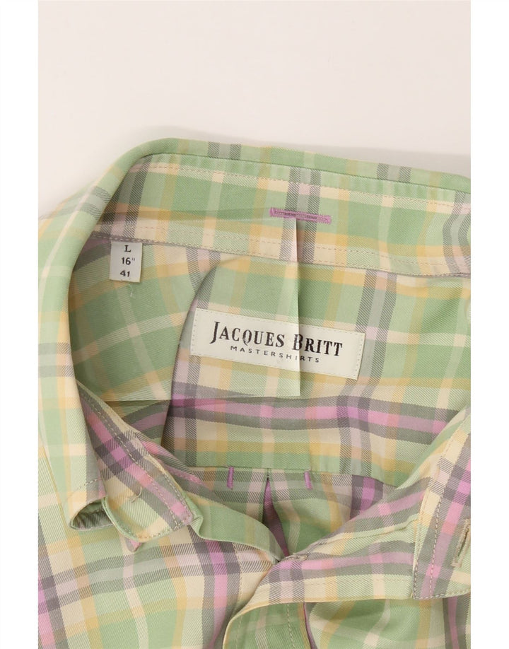 VOTUM JACQUES BRITT Mens Shirt Size 16/41 Large Green Check Vintage Votum Jacques Britt and Second-Hand Votum Jacques Britt from Messina Hembry 