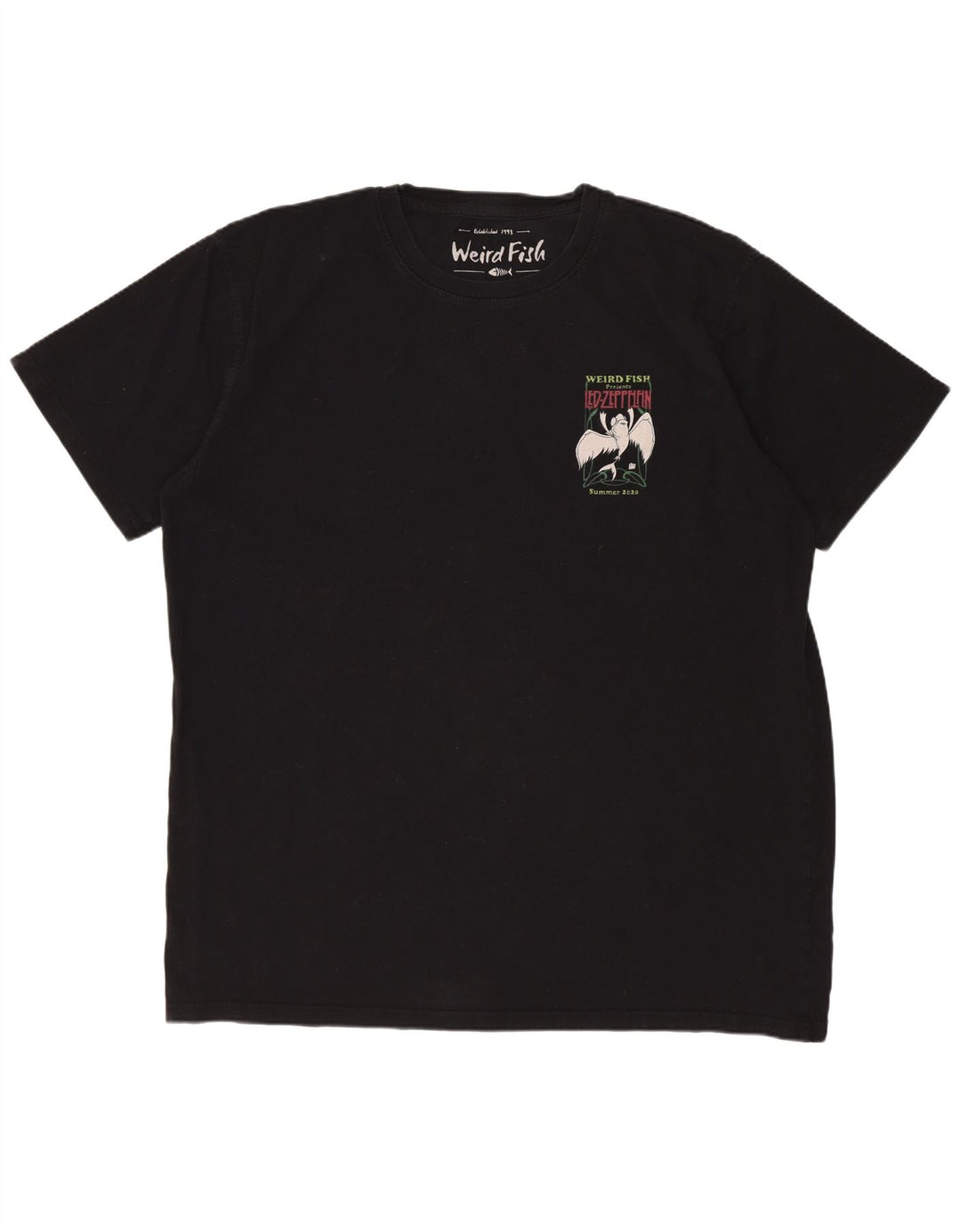T-shirt grafica da uomo WEIRD FISH Top XL in cotone nero