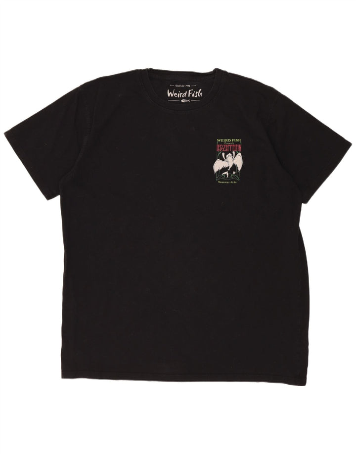 T-shirt grafica da uomo WEIRD FISH Top XL in cotone nero