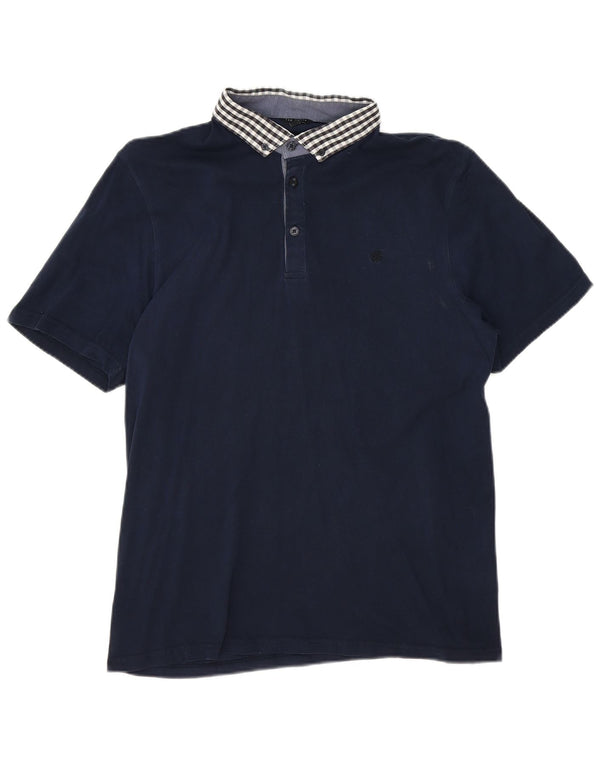 Polo da rugby da uomo Ted Baker taglia 6 2XL cotone a quadri blu navy