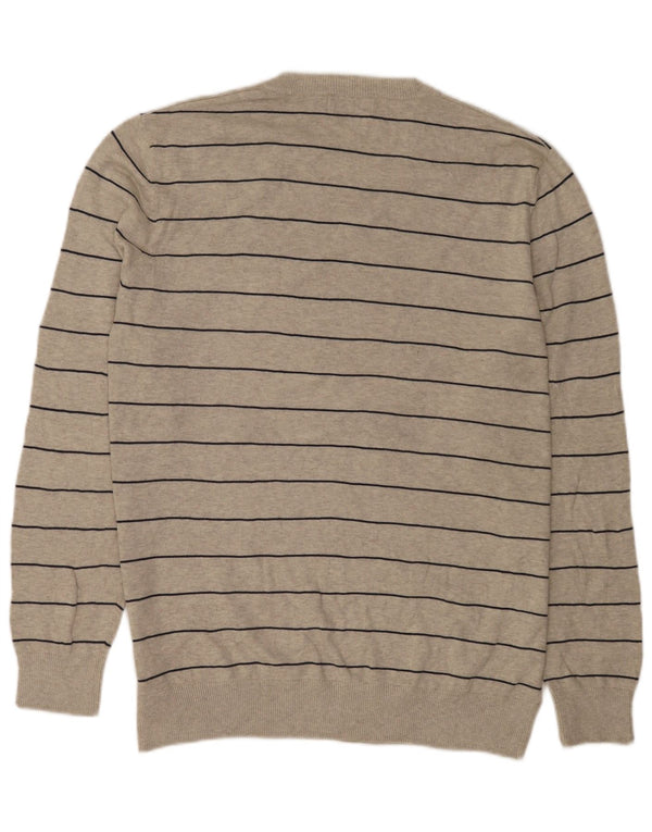 Maglione da uomo con scollo a V Nautica, cotone a righe grandi, grigio
