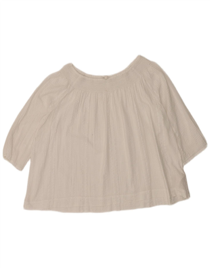 Camicetta oversize da donna con maniche a 3/4 Fat Face Top UK 16 Grande cotone bianco