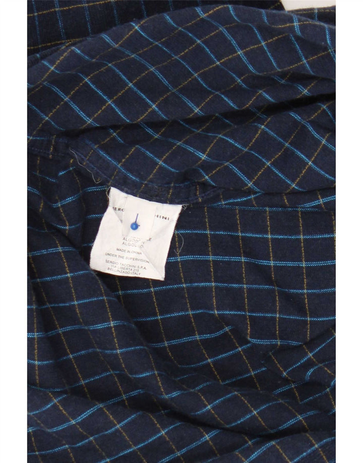 Camicia da uomo Sergio Tacchini in cotone a quadri grandi blu navy