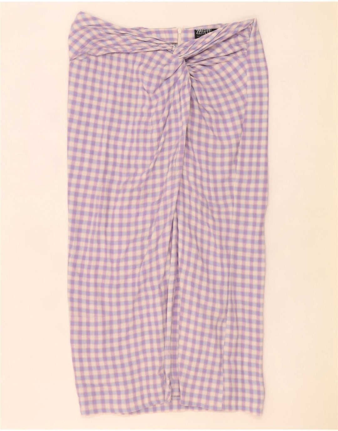 Gonna lunga da donna Zara grande W32 a quadretti viola