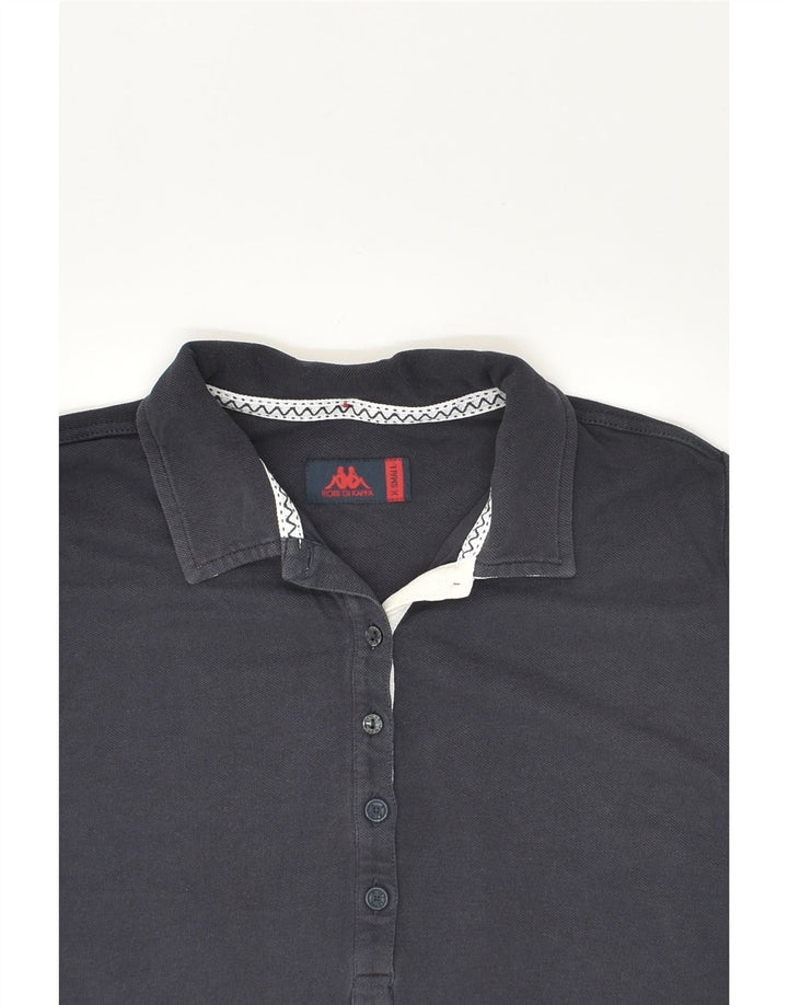 KAPPA Womens Long Sleeve Polo Shirt UK 6 XS Navy Blue Cotton | Vintage Kappa | Thrift | Second-Hand Kappa | Used Clothing | Messina Hembry 