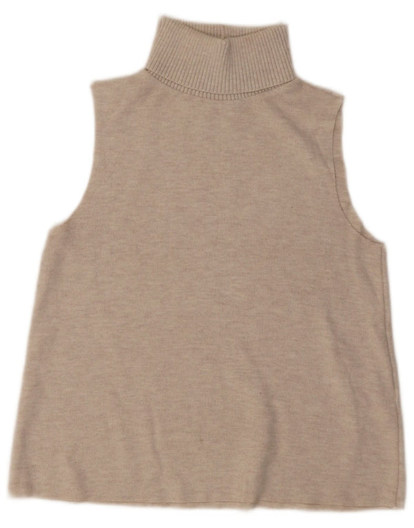 Maglione maglione collo alto senza maniche da donna Zara UK 12 Beige medio