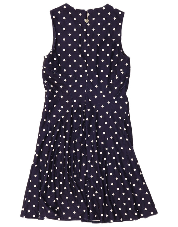 Abito a trapezio da donna Tommy Hilfiger US 8 medio blu navy a pois