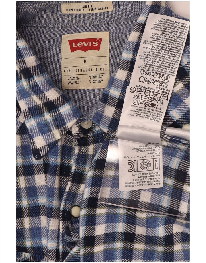 Camicia Levi's da uomo slim fit in flanella di cotone a quadri blu medio