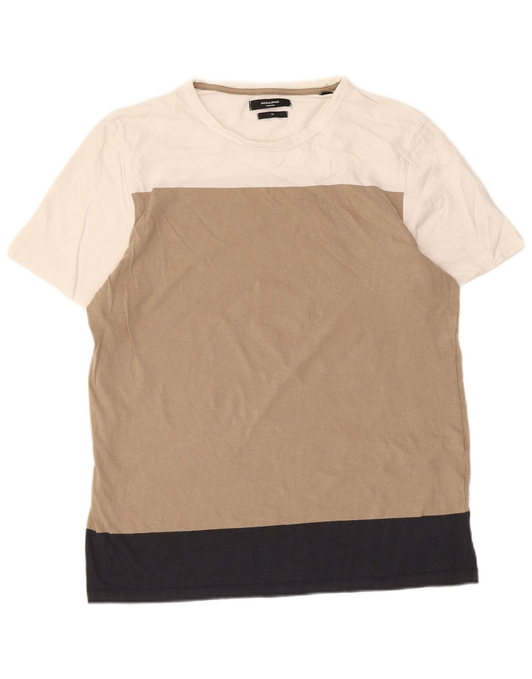 T-shirt da uomo Jack & Jones Top in cotone color block beige medio