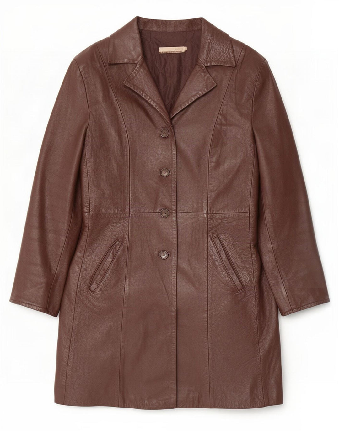Cappotto in pelle vintage da donna IT 48 XL Marrone