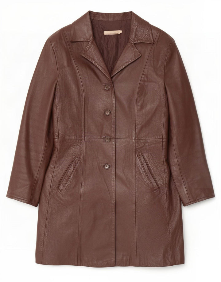 Cappotto in pelle vintage da donna IT 48 XL Marrone
