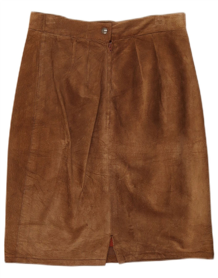 Gonna da donna in pelle scamosciata VINTAGE IT 44 Media W28 Marrone