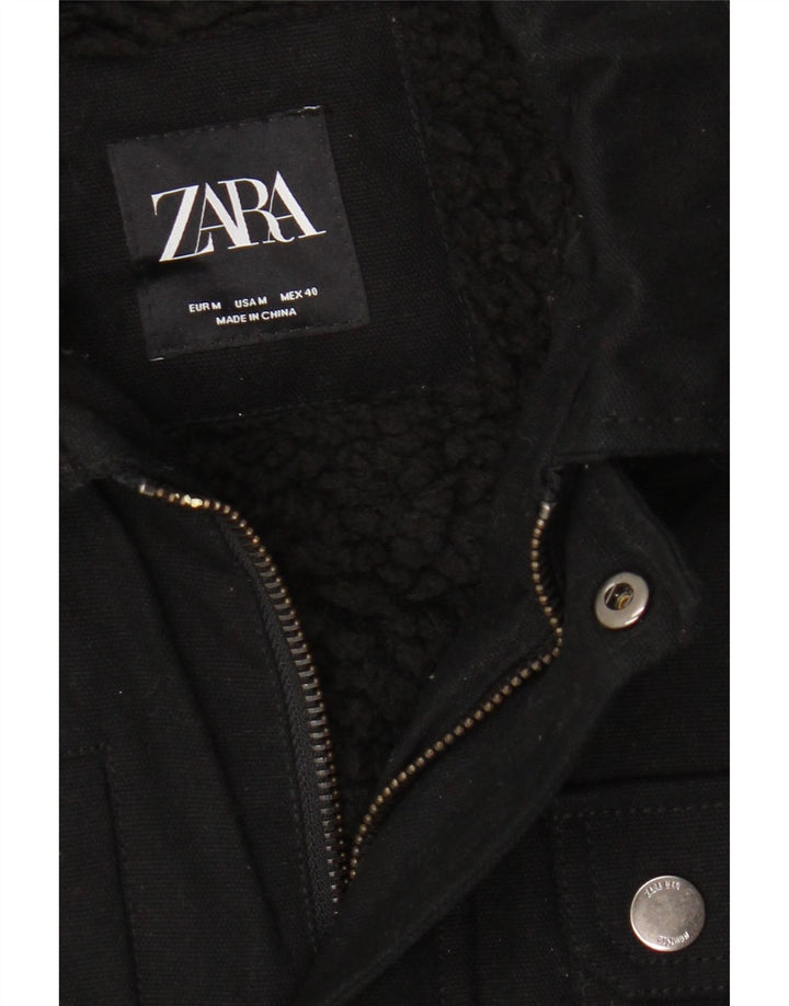 Giacca utility Sherpa da uomo Zara UK 38 cotone nero medio