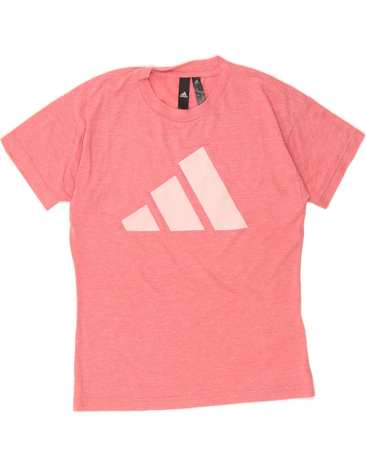 ADIDAS Womens Graphic T-Shirt Top UK 8/10 Small Pink Polyester Vintage Adidas and Second-Hand Adidas from Messina Hembry 
