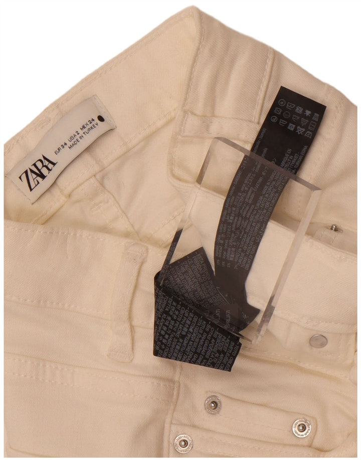 Jeans svasati da donna Zara EU 34 2XS W24 L32 Cotone bianco