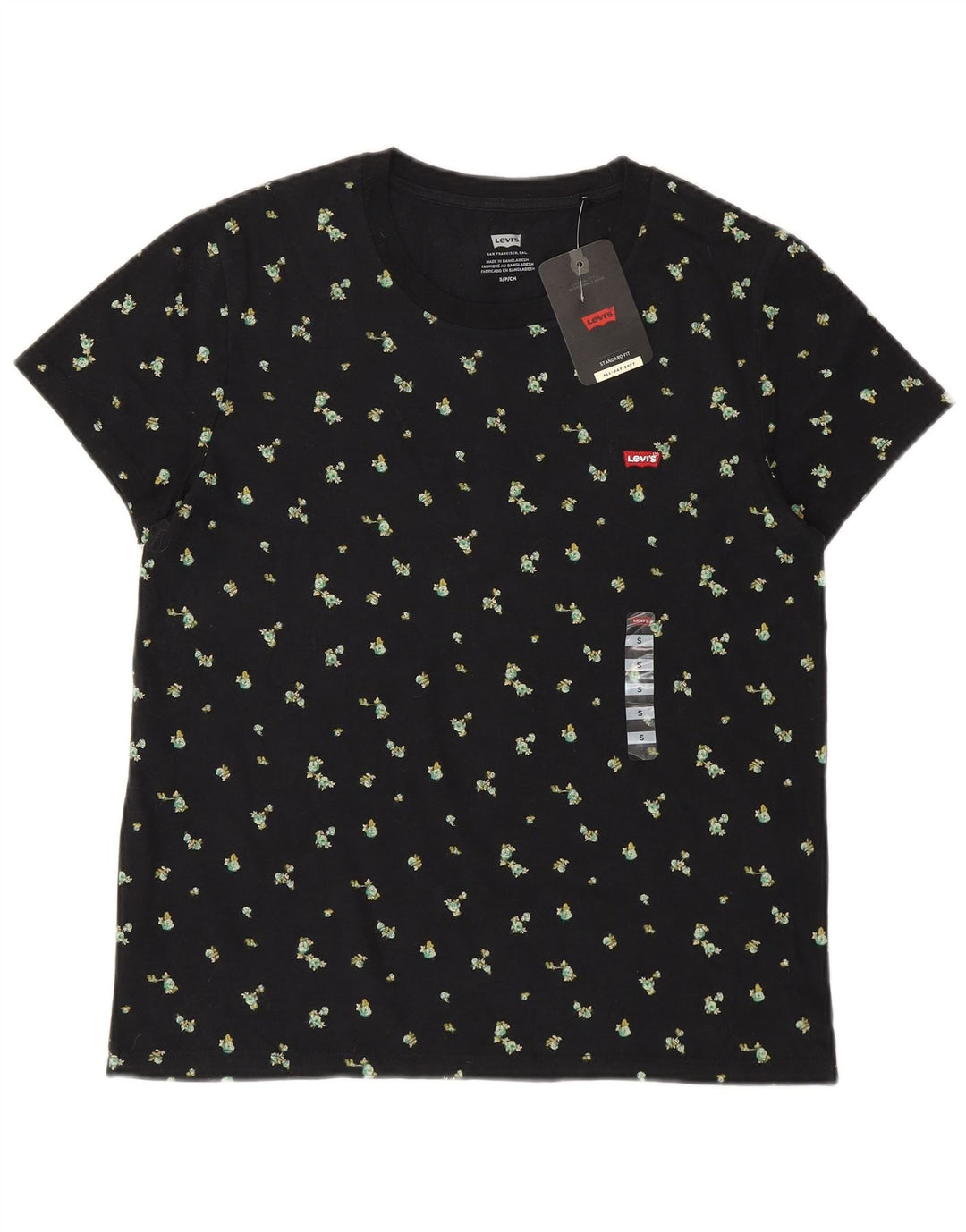 T-shirt grafica da donna LEVI'S Top UK 10 Piccolo fiore di cotone floreale nero