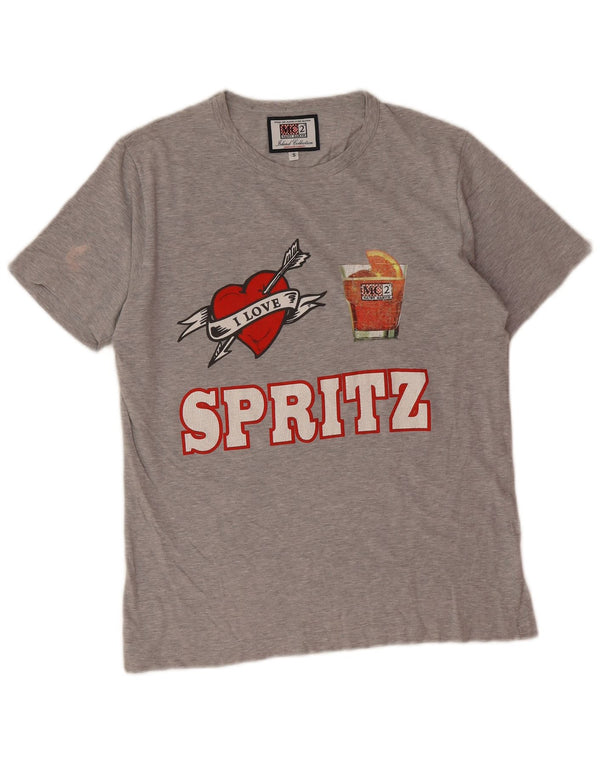 MC2 SAINT BARTH T-shirt grafica da uomo Top piccola in cotone grigio