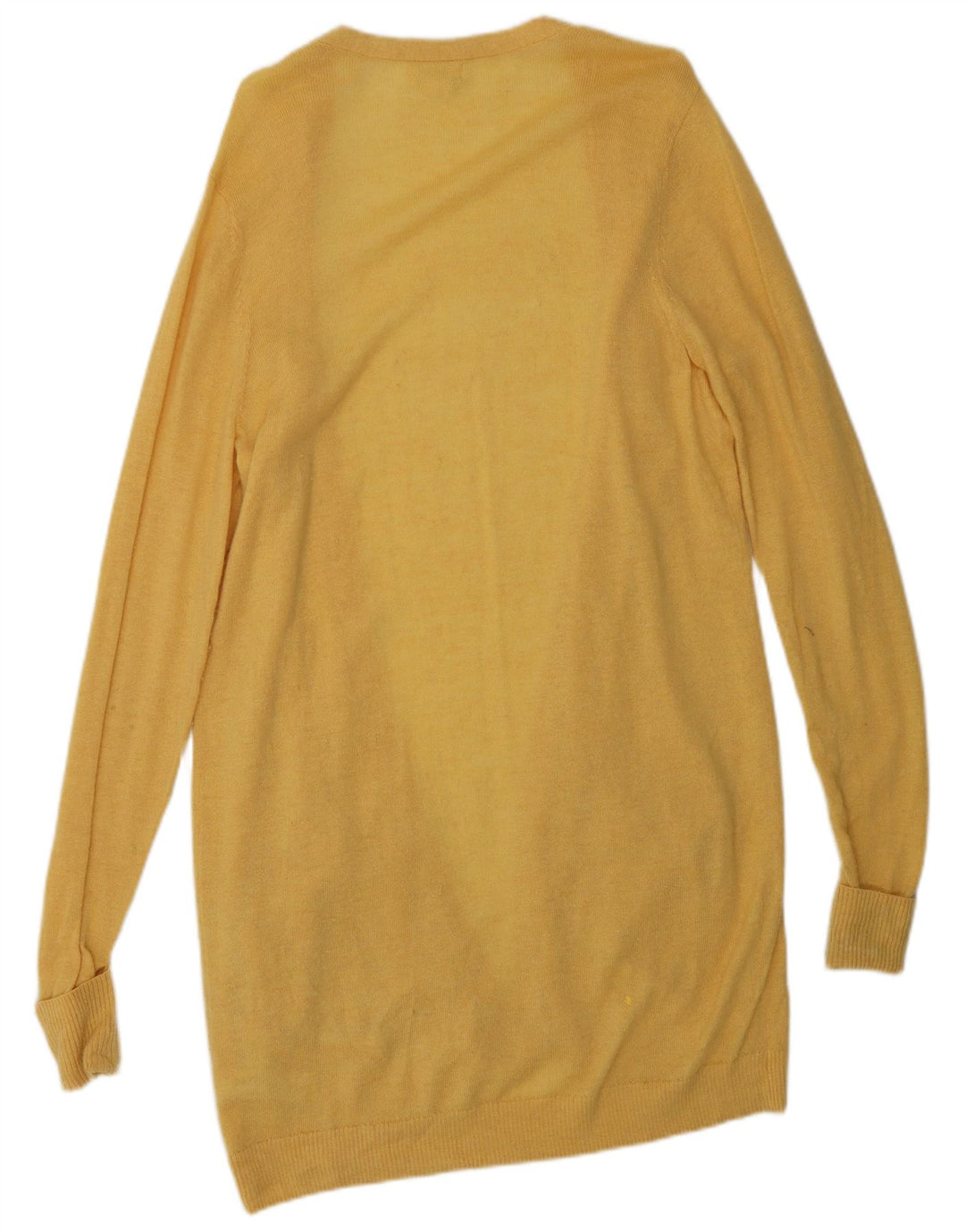 FAT FACE Maglione cardigan aperto lungo da donna UK 14 Lana gialla media