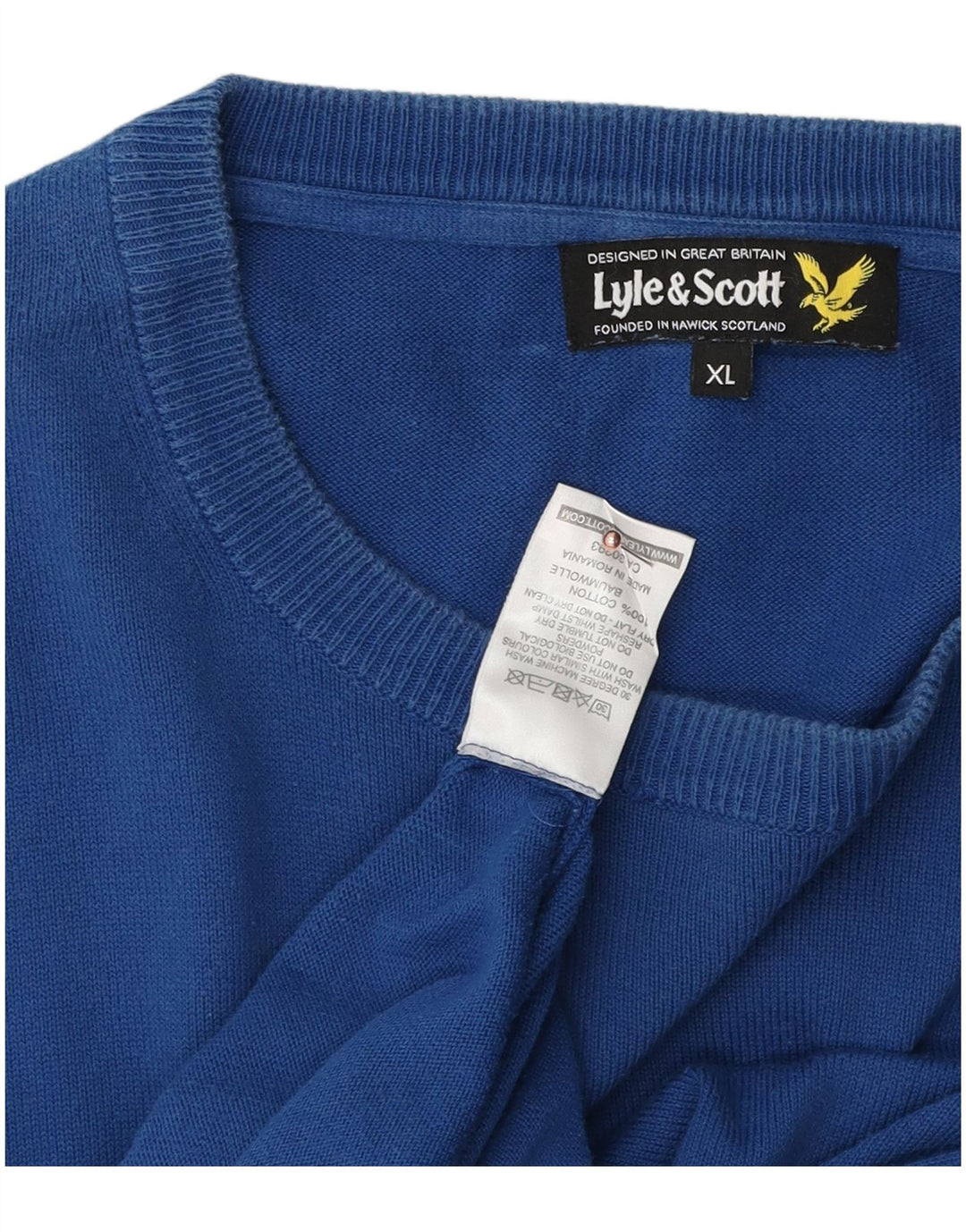 Maglione maglione girocollo da uomo LYLE & SCOTT XL in cotone blu