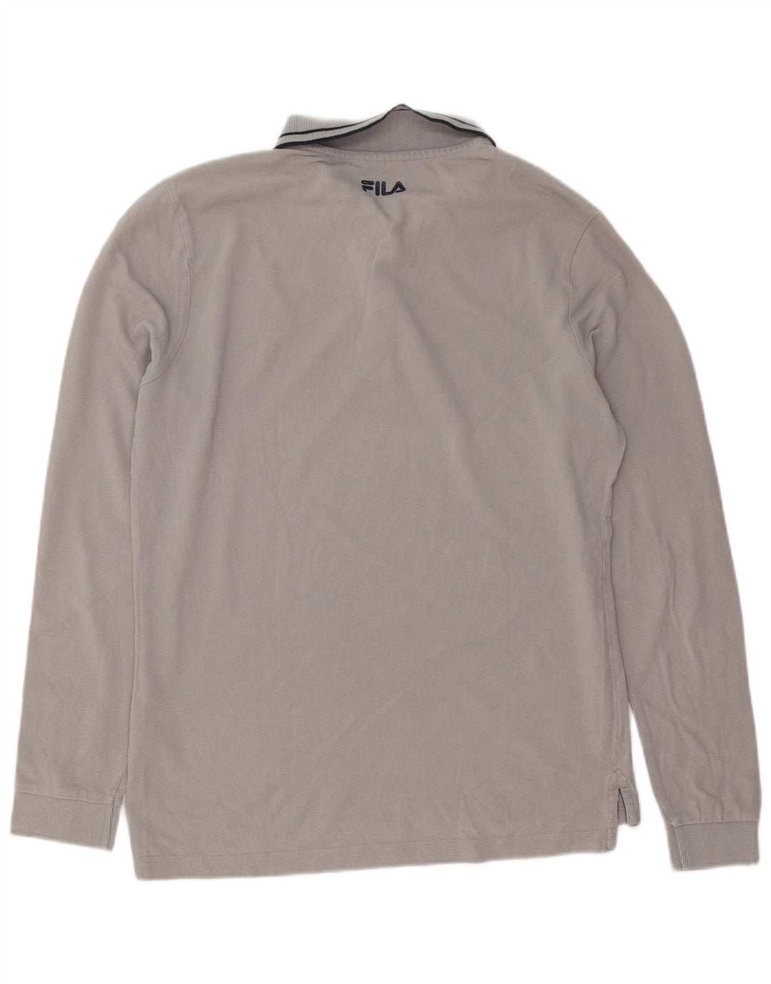 Polo da uomo a maniche lunghe Fila Large in cotone grigio