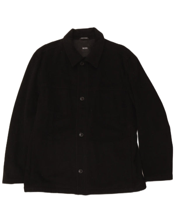 Hugo Boss Mens Utility Jacket EU 54 2XL Black Wool
