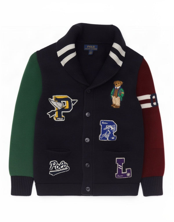 Polo Ralph Lauren Maglione cardigan per ragazzi 5-6 anni Blu navy Colourblock