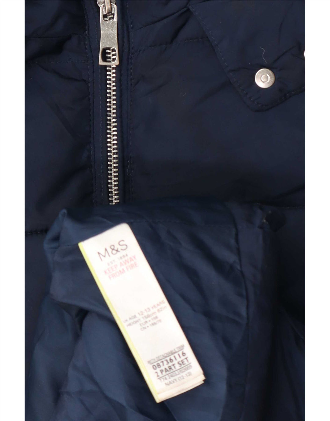 Giacca imbottita con cappuccio Marks & Spencer per ragazze 12-13 anni in poliestere blu navy