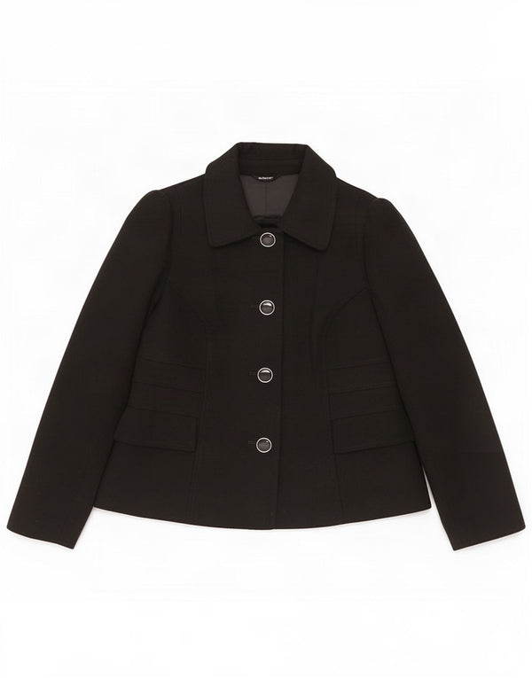 Giacca blazer a 4 bottoni Marks & Spencer da donna UK 14 poliestere nero medio