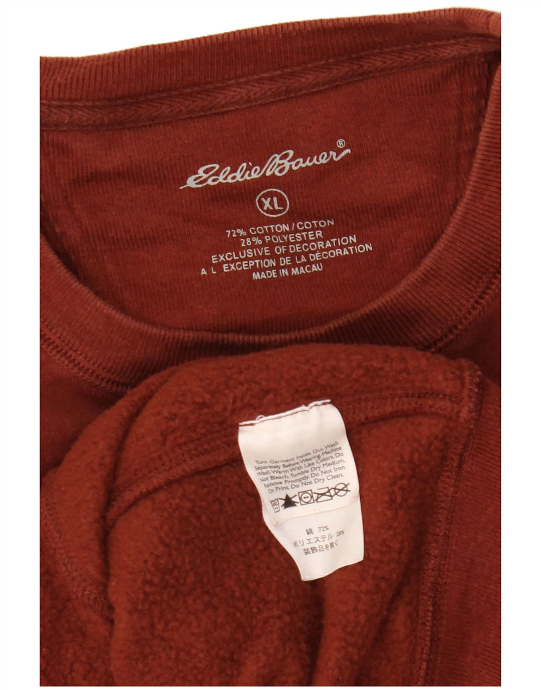 EDDIE BAUER Felpa grafica da uomo Maglione XL Cotone marrone