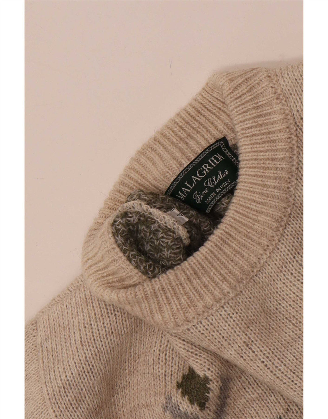Maglione maglione girocollo da uomo Malagrida beige medio geometrico