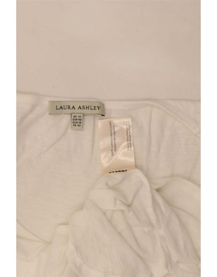 Top tunica da donna Laura Ashley UK 14 grande cotone bianco