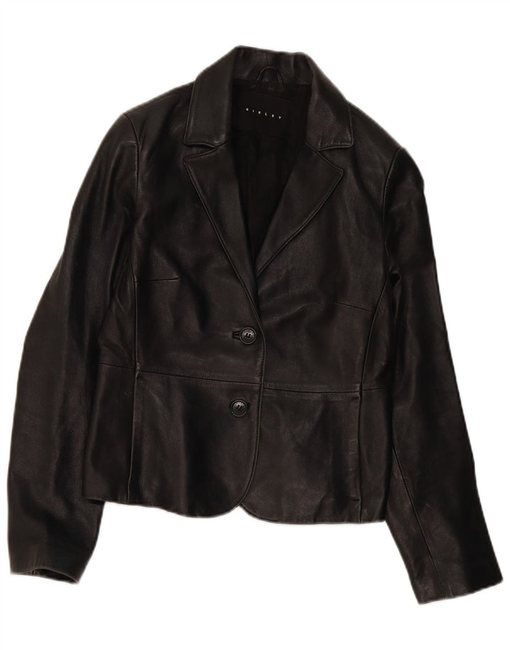 Giacca blazer in pelle da donna a 2 bottoni SISLEY IT 44 media pelle nera