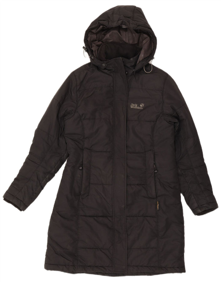 Cappotto imbottito con cappuccio da donna Jack Wolfskin UK 10 piccolo poliestere nero