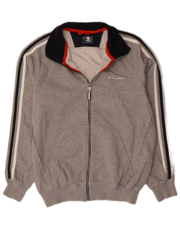 Champion Mens Tracksuit Top Jacket Large Grey Flecked Cotton
