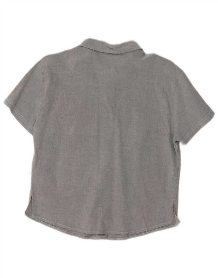 Camicia a maniche corte da donna Benetton UK 14 Cotone grigio medio