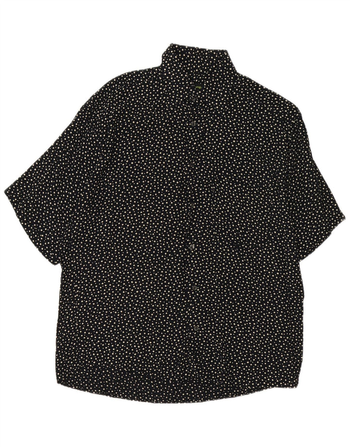 Camicia vintage da uomo a maniche corte nera media maculata